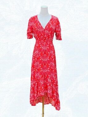 Abel The Label Red Patterned High-Low Dress